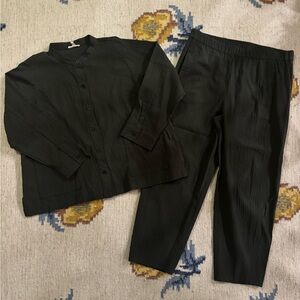 Eileen Fisher Dark Green Pants & Top Set